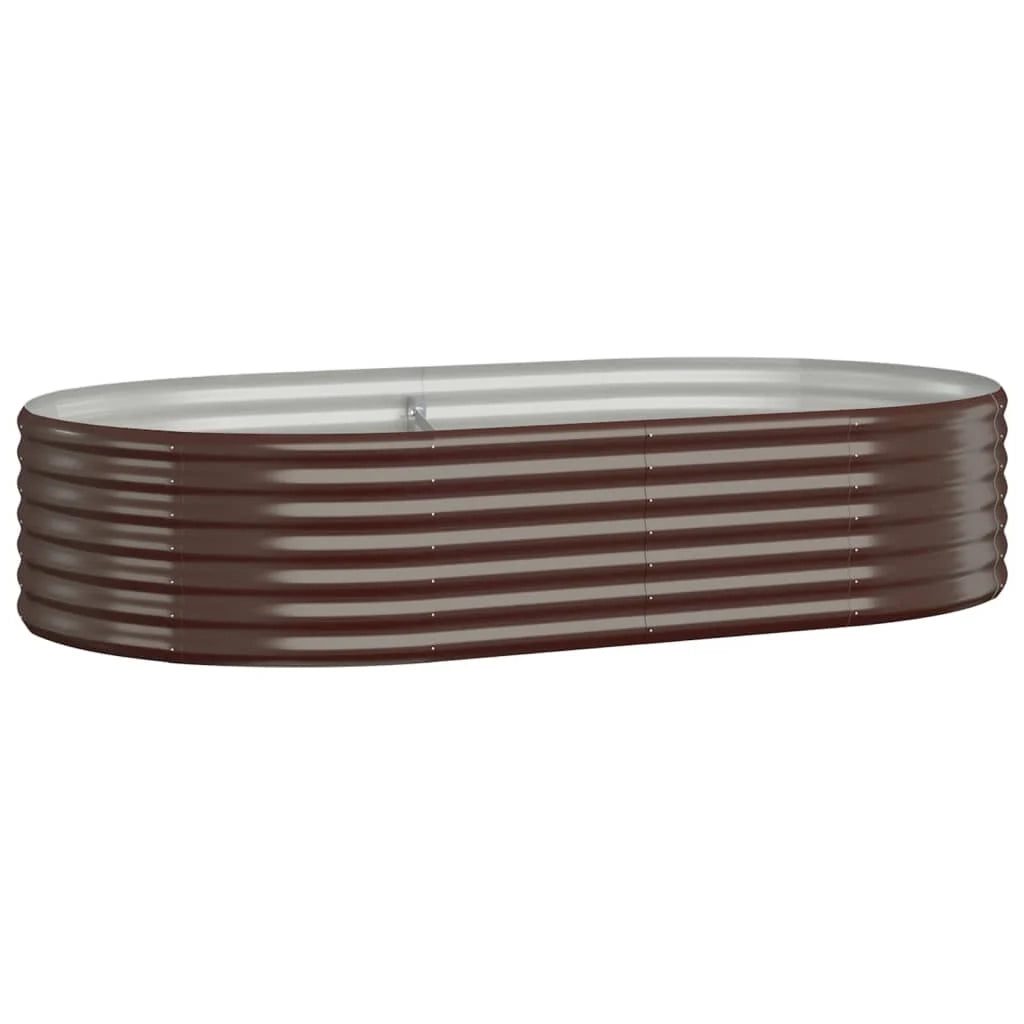 Fioriera rialzata 175 x 100 x 36 cm per piante e fiori terrazza giardino acciaio verniciato a polvere marrone 02_0039504