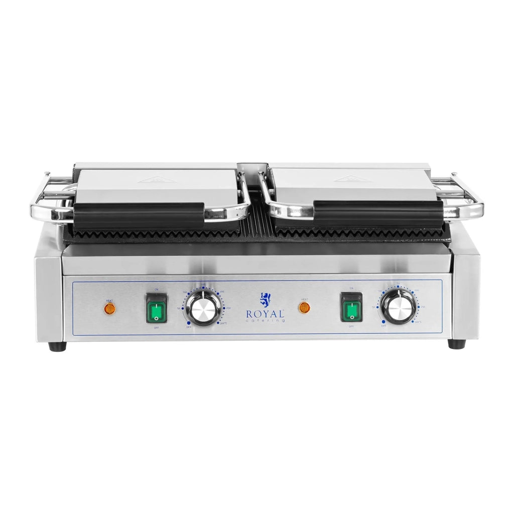 Macchina per panini doppia 3600 watt scanalata apparecchio di cottura professionale acciaio inox 14_0004004
