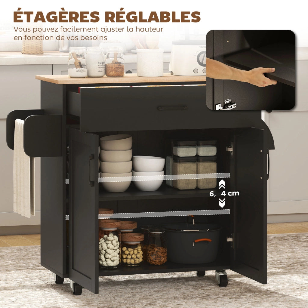 Isola da cucina con cassetti e ante ¨C Xylo ¨C Nero 105x36x85 cm