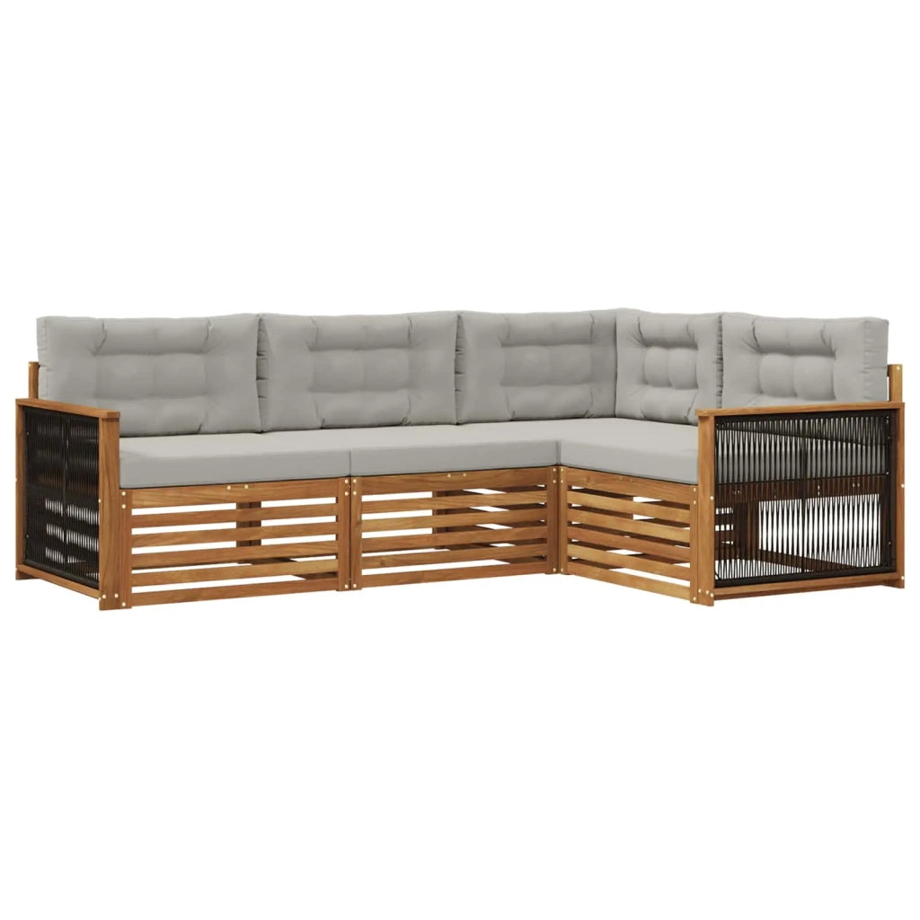 Set di divani da esterno 4 pz Naturale e Grigio Chiaro 3383294