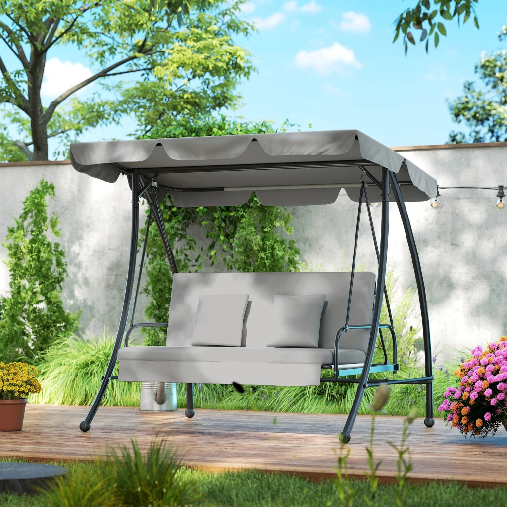 Altalena pratica all'aperto con area relax lettura perfetta per giardino e terrazza con finitura grigia