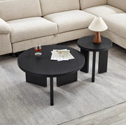 Set di 2 tavolini da caffè rotondi neri in MDF