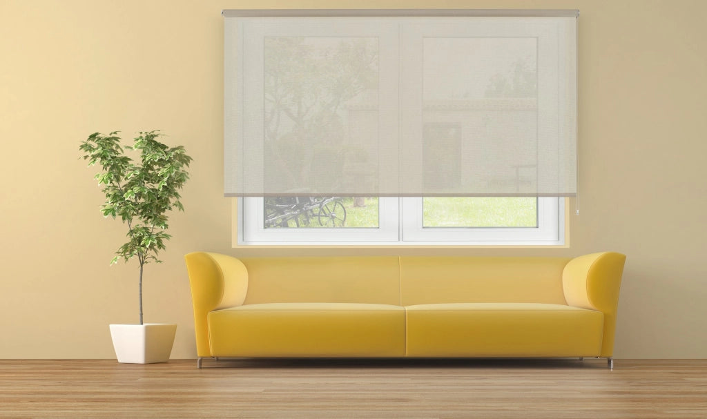 VIEWTEX Tenda a rullo traslucida Cotone (Cotone riciclato) Beige 150 X 250cm - Made in Europe - 5 anni di garanzia