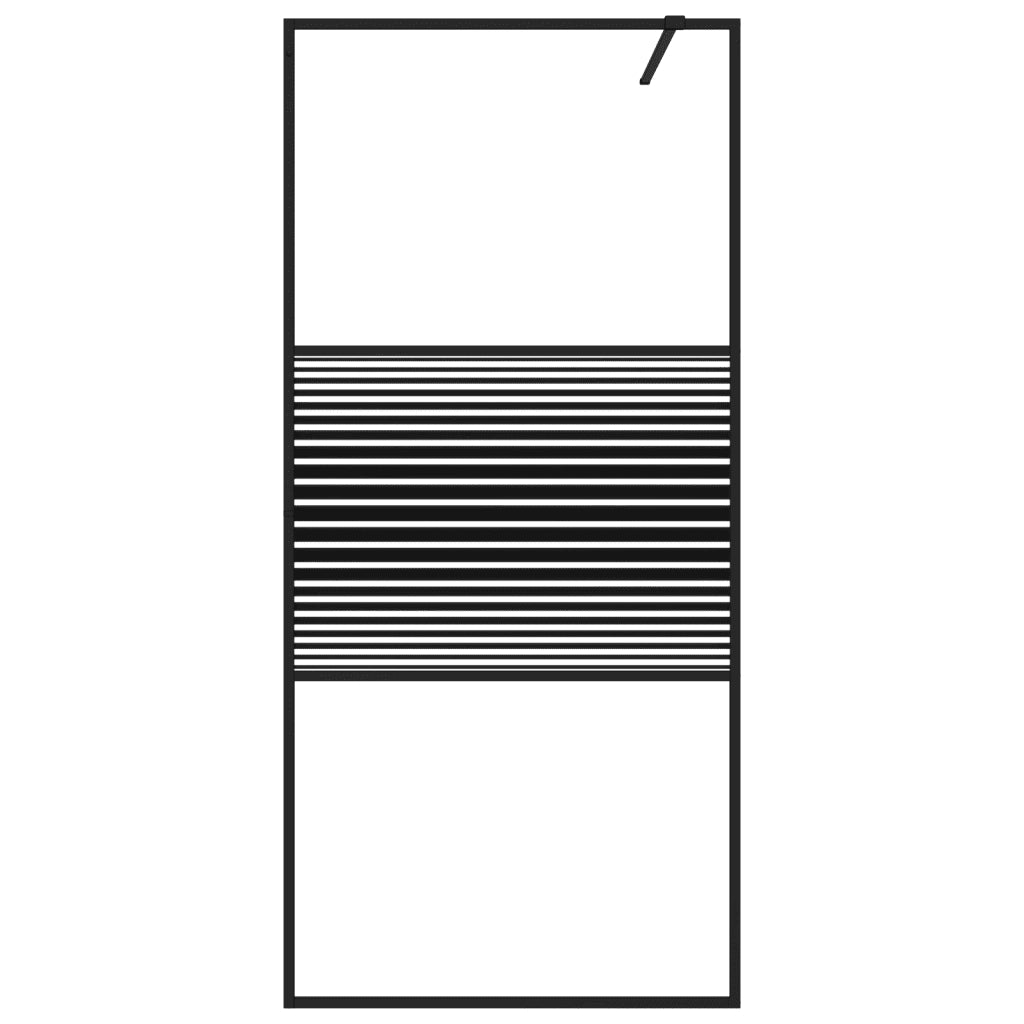 Parete Doccia Walk in Nero 90x195 cm Vetro Trasparente ESG 152146