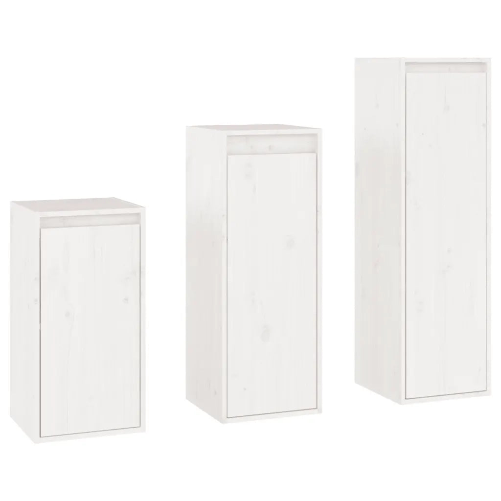 Mobili Porta TV 3 pz Bianco in Legno Massello di Pino cod mxl 13104