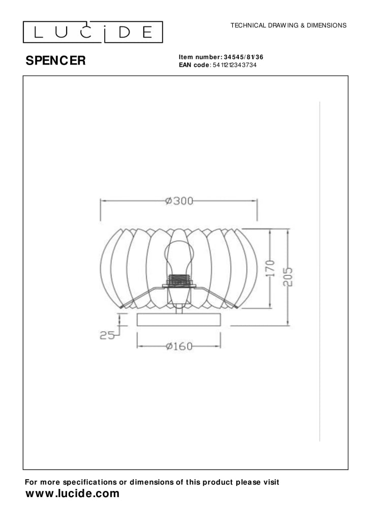 Lampada da tavolo moderna grigia Spencer E27 Lucide