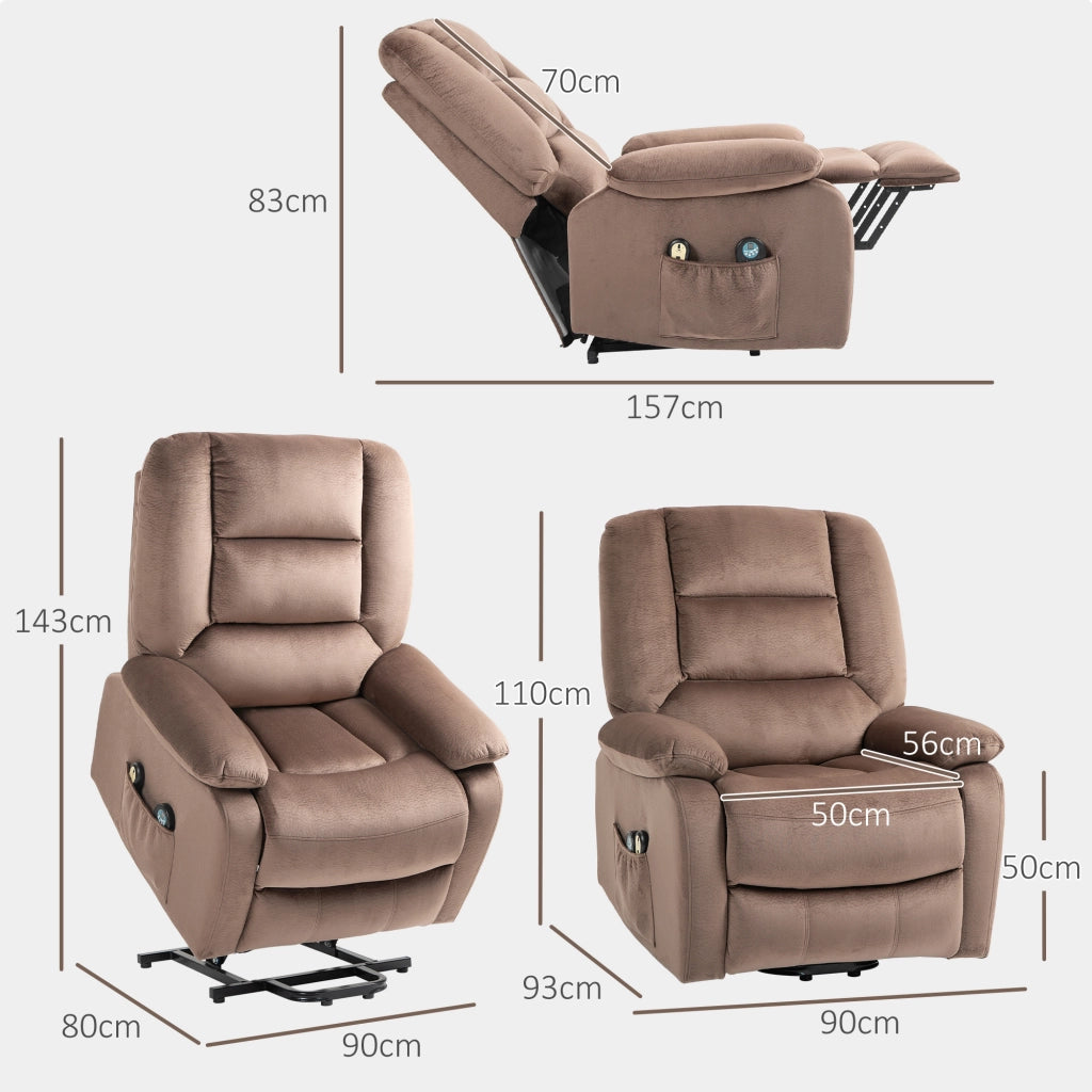 Poltrona relax elettrica con alzata assistita, massaggio e funzione riscaldante, marrone