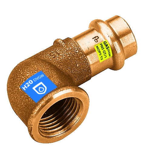 GOMITO 90  ° IN BRONZO A PRESSARE F X FIL F ACQUA/GAS- Diam. 18 x 3/4- FRABO- pezzi 1
