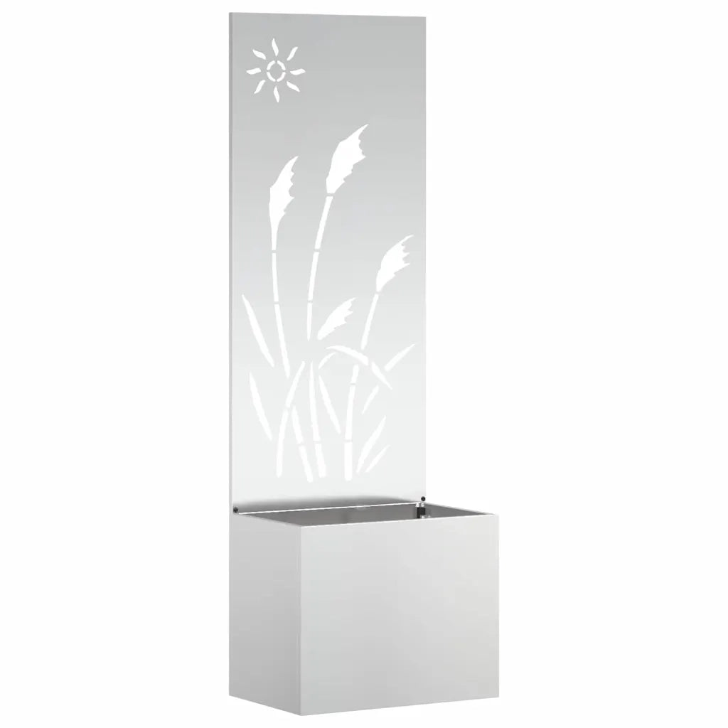 vidaXL Vaso da Giardino con Pannello Decorativo Argento 50 x 140 cm