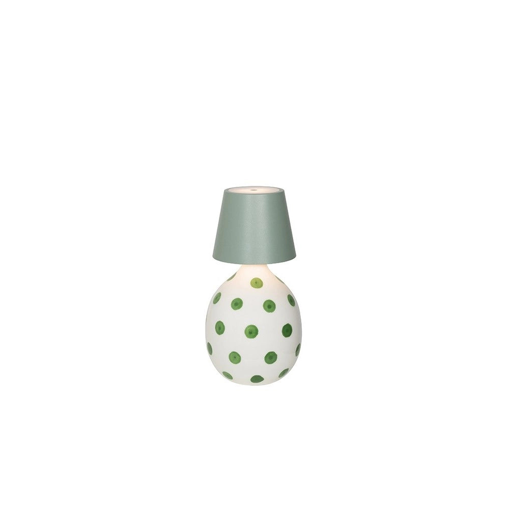 Lido - Bottiglia in ceramica a Pois Verdi Zafferano
