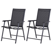 Set 2 Sedie da Giardino 58x64x94 cm Pieghevoli con Braccioli in Metallo e Texteline Nero