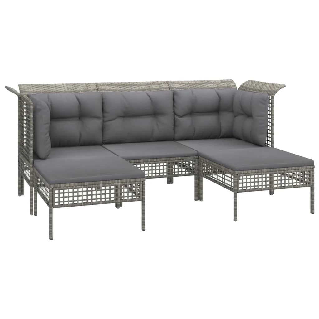Set di mobili da giardino mobili da esterno 6 pezzi con cuscini resina intrecciata grigia 02_0016821