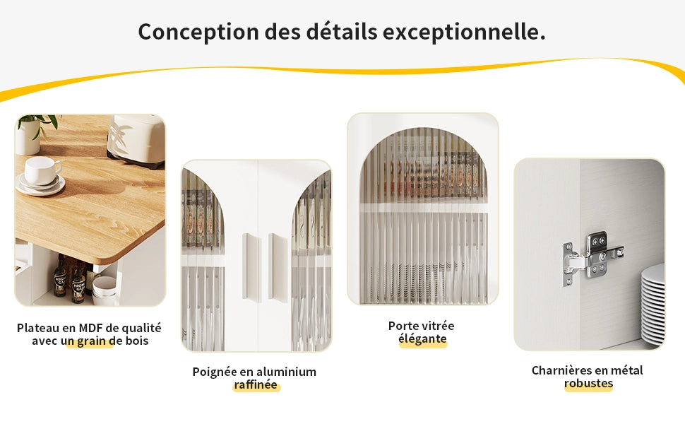 Isola Cucina Multifunzionale con Buffet e Ruote ¨C Xylo ¨C Bianco, Legno, Piano Estraibile