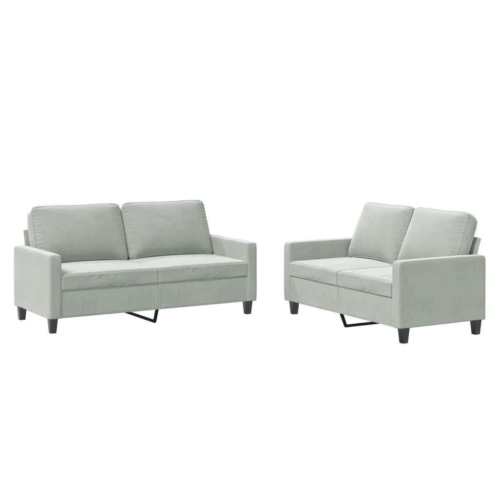 Set di Divani 2 pz con Cuscini Grigio Chiaro in Velluto 3201496