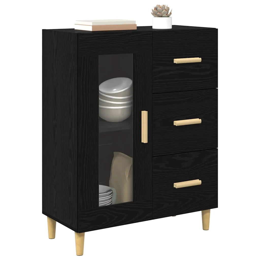 Credenza-Buffet-Armadio da cucina Rovere Nero 69,5 x 34 x 90 cm Legno multistrato 211120