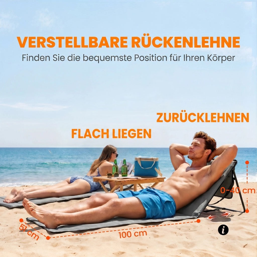 Lettino da spiaggia pieghevole con schienale regolabile ¨C zephmum ¨C grigio 142x51x40 cm
