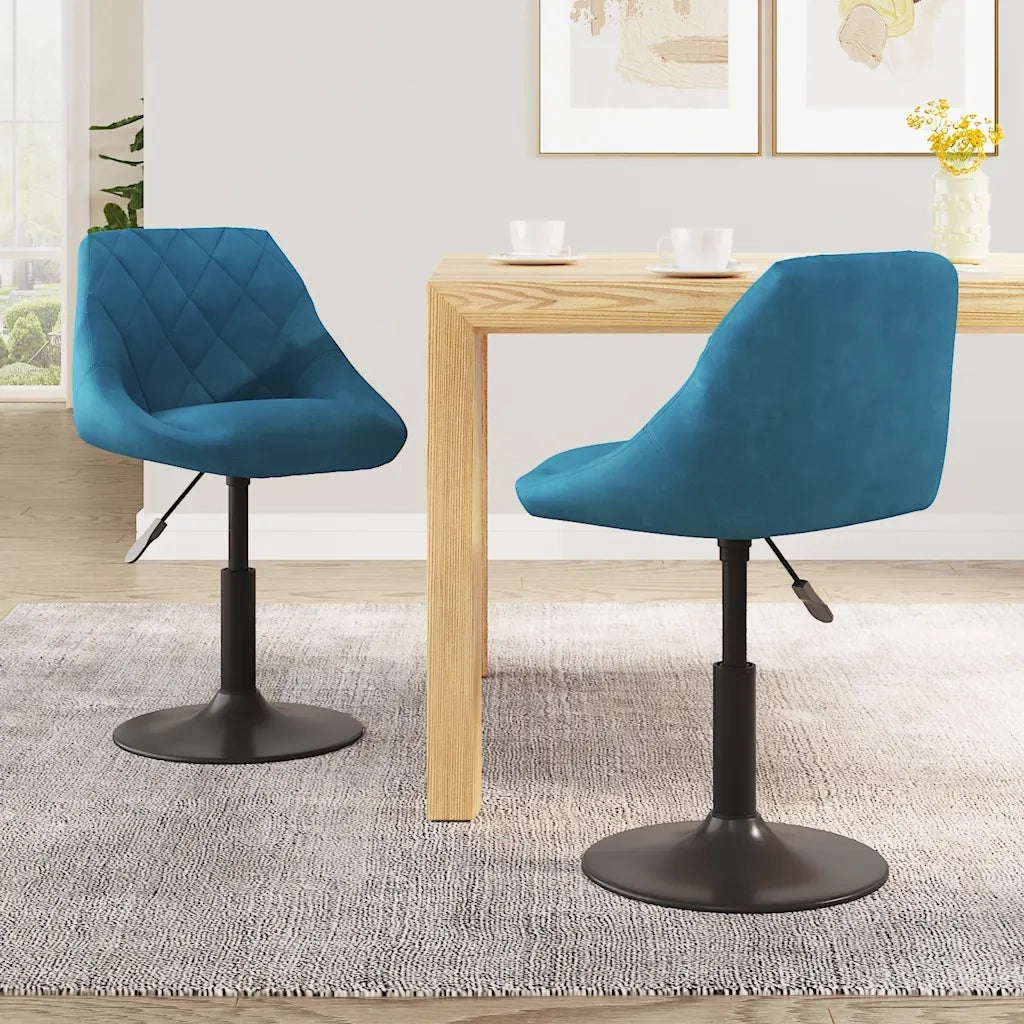 Sedie da Pranzo Girevoli 2 pz Blu in Velluto
