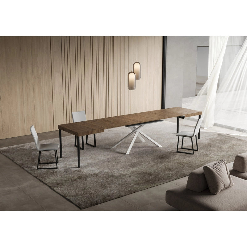 Tavolo allungabile 130/390x90 cm Niket telaio Bianche - Noce