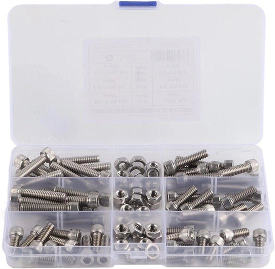 Kit di viti e dadi in acciaio inox corrosione resistente, set di 90 pezzi, viti UNC a precisione per riparazioni e lavori di fai da te
