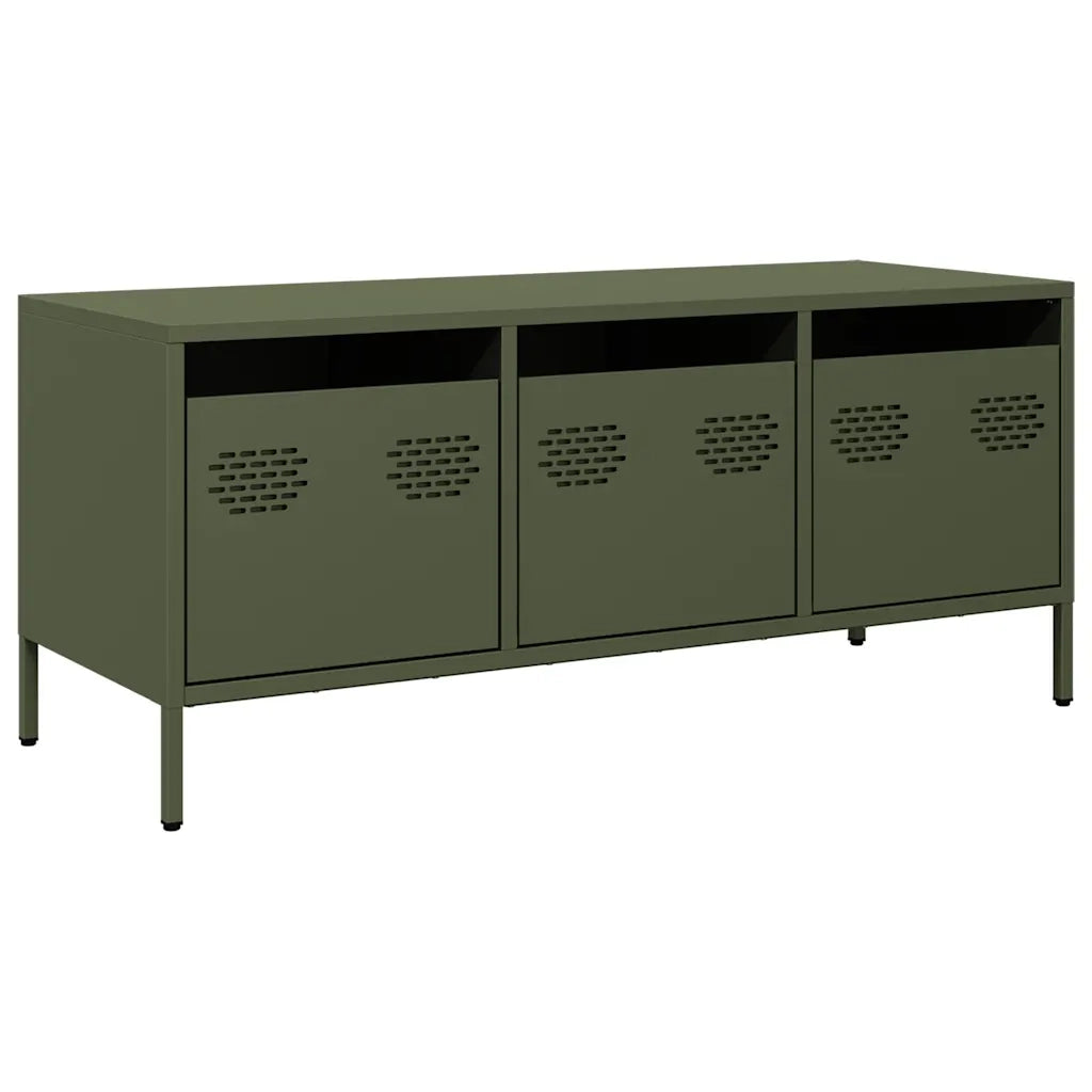 vidaXL Mobile TV Verde Oliva 101,5x39x43,5cm Acciaio Laminato a Freddo