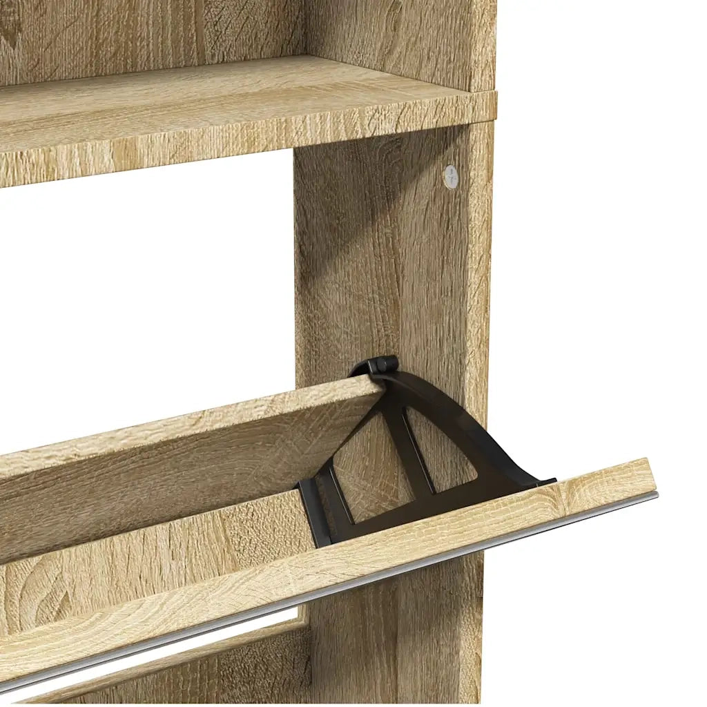 Scarpiera | Mobile per scarpe a 4 Strati con Specchio Rovere 63x17x134 cm
