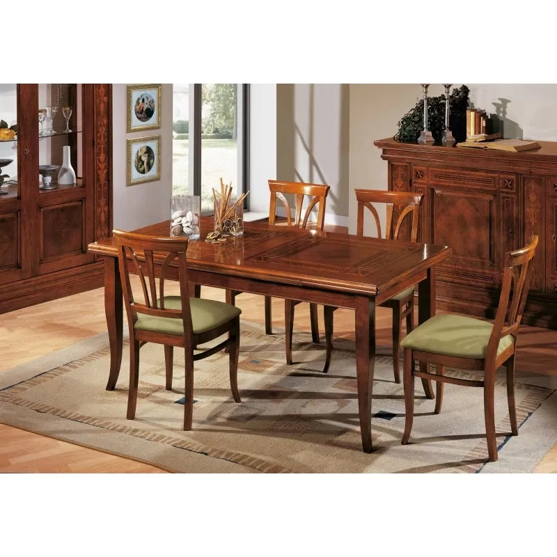 Tavolo allungabile rettangolare classico intarsio finitura bassano 170x90x78 - Mobili 2G