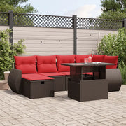 Set Divani da Giardino 7 pz con Cuscini Marrone in Polyrattan 3275144