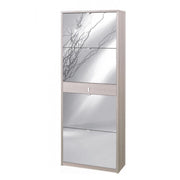 Scarpiera quattro ante a specchio un cassetto Olmo Chiaro 63x29x h164 cm