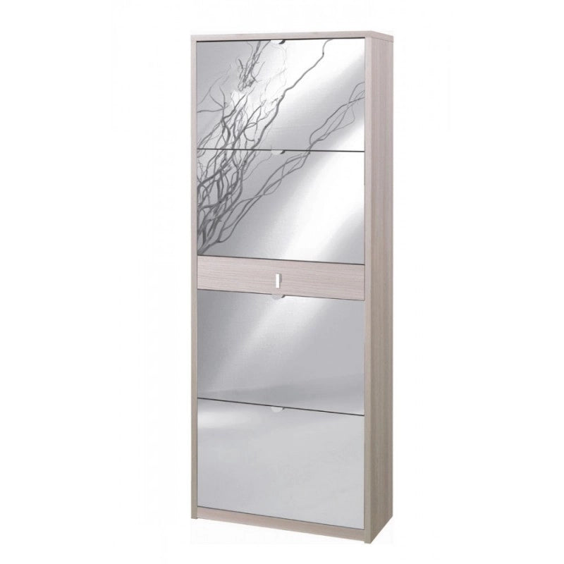 Scarpiera quattro ante a specchio un cassetto Olmo Chiaro 63x29x h164 cm