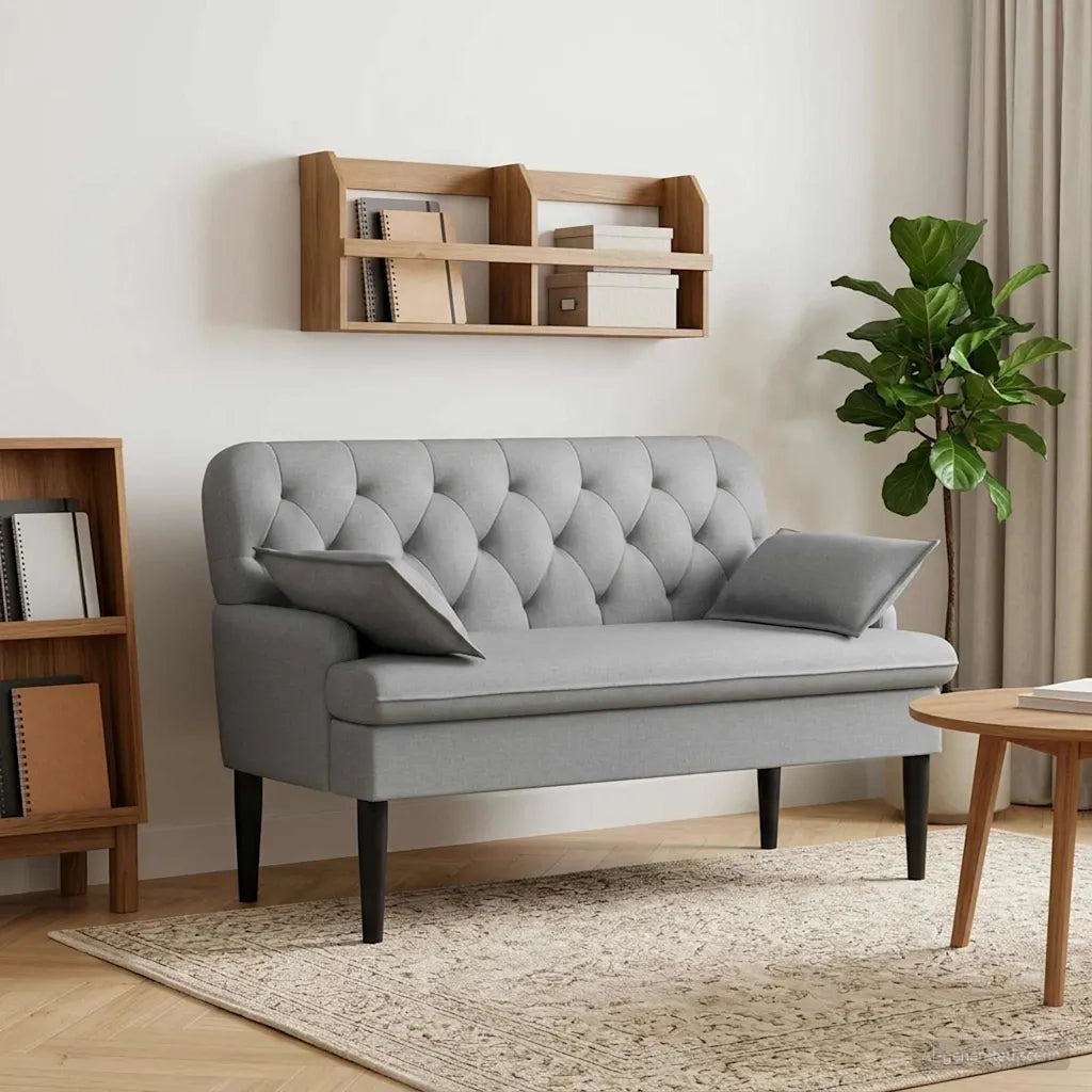 Loveseat con bottoni imbottiti Grigio Chiaro 111 x 68 x 80 cm 42041796