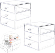 Organizzatore di trucchi a 3 livelli in acrilato - Vetrine di cosmetici stivellabili con maniglia per matite per labbra