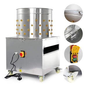 Fudajo Spiumatrice elettrica 1500 w, Spennapolli con tamburo in acciaio inox Ø 50cm 130 dita