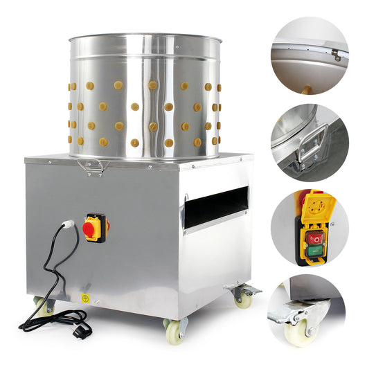 Fudajo Spiumatrice elettrica 1500 w, Spennapolli con tamburo in acciaio inox Ø 50cm 130 dita