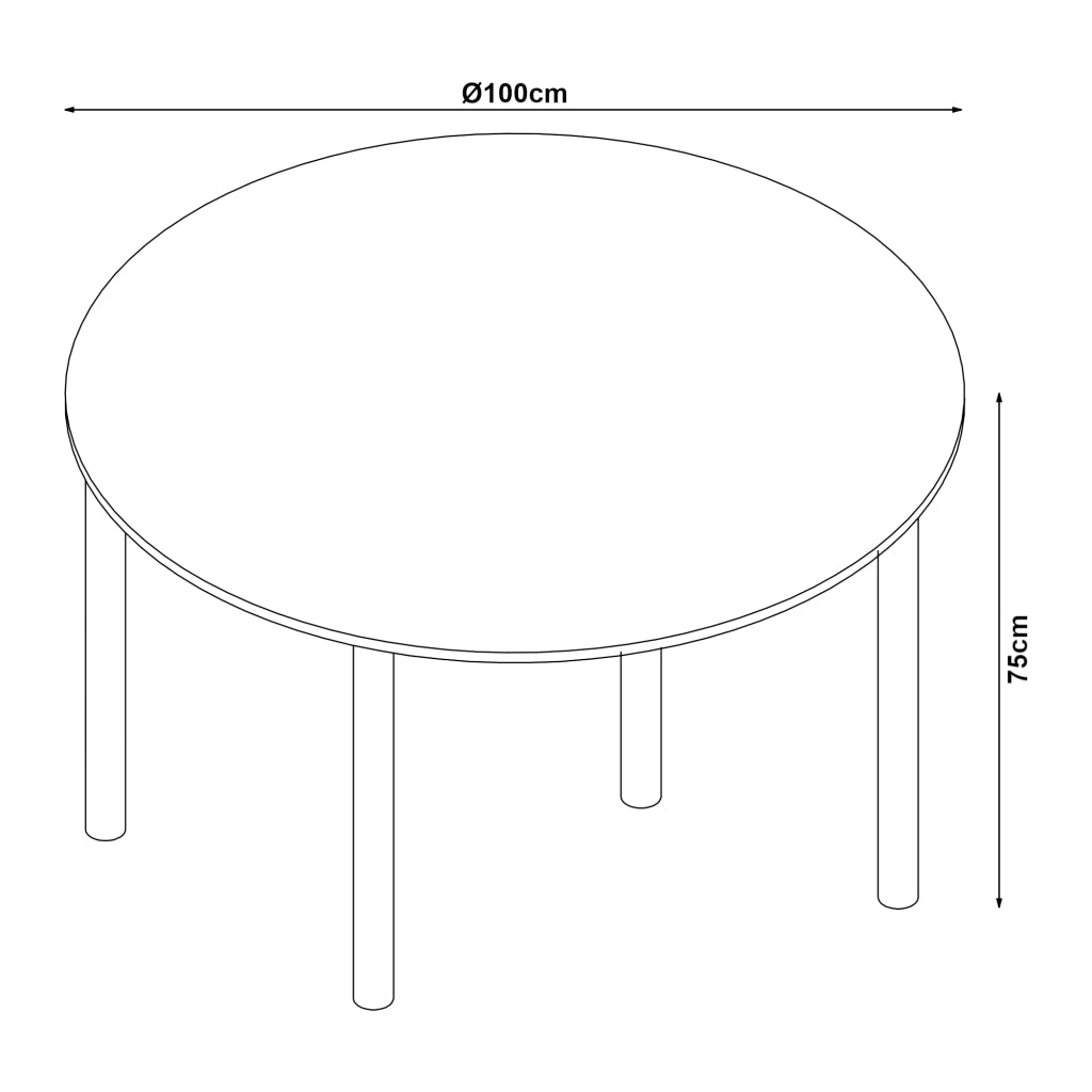 Set da Pranzo Lindesberg Tavolo Ø100 cm Grigio e 4 Sedie Tessuto Marrone Chiaro [en.casa]