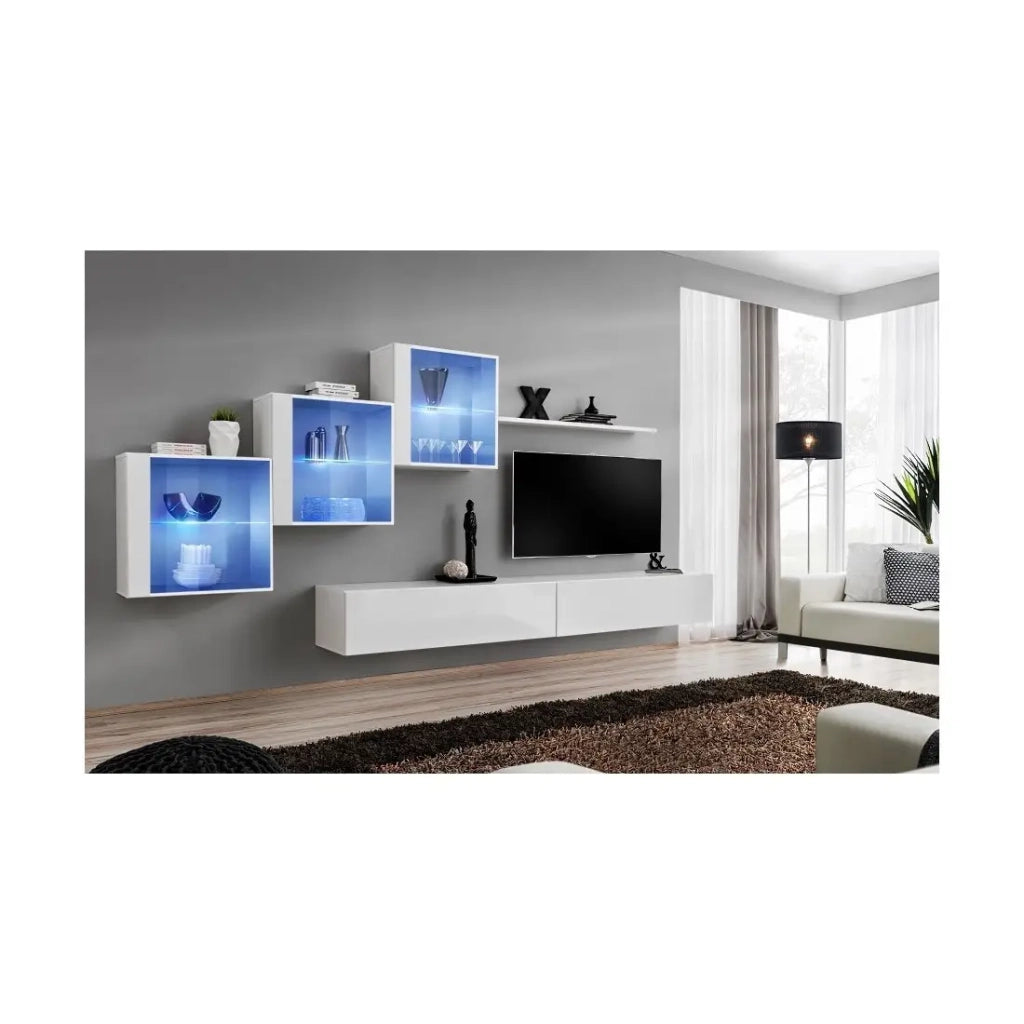 Set di mobili da soggiorno SWITCH XX design, colore bianco lucido.
