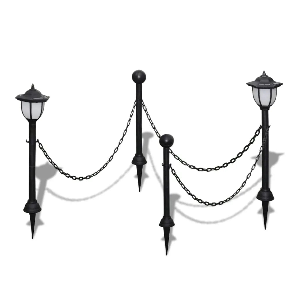Set Recinzione a Catena con 2 Lampioncini a LED e 2 Paletti CFW6587182