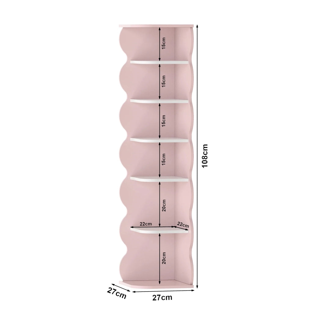Scaffale dal design senza tempo per soggiorno/camera da letto mobiletto portascarpe per bambini 108 x 27 x 27 cm rosa e bianco 03_0011325
