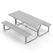 Set tavolo e panca da picnic 183 x 161 x 76 cm spazioso e resistente adatto per uso esterno in HDPE grigio 20_0020782