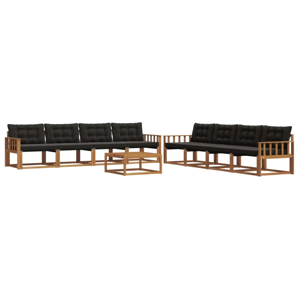 Set di divani da esterno con cuscino 9 pcs Naturale e Nero 3369311