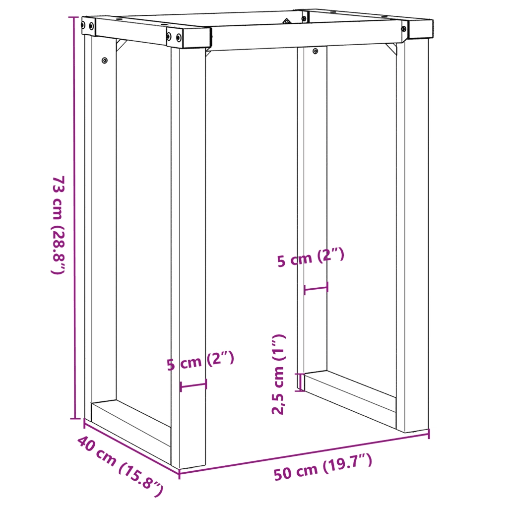 Telaio Gambe a O per Tavolo da Pranzo 50x40x73 cm in Acciaio