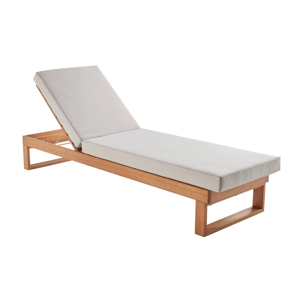 Lettino prendisole in legno di eucalipto multiposizione, beige