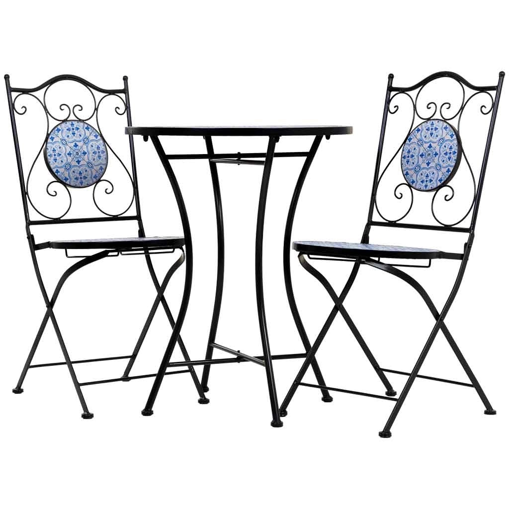 Tavolo + 2 sedie in ferro battuto, D60x75h-sedia(2): D38x46-90h Nero