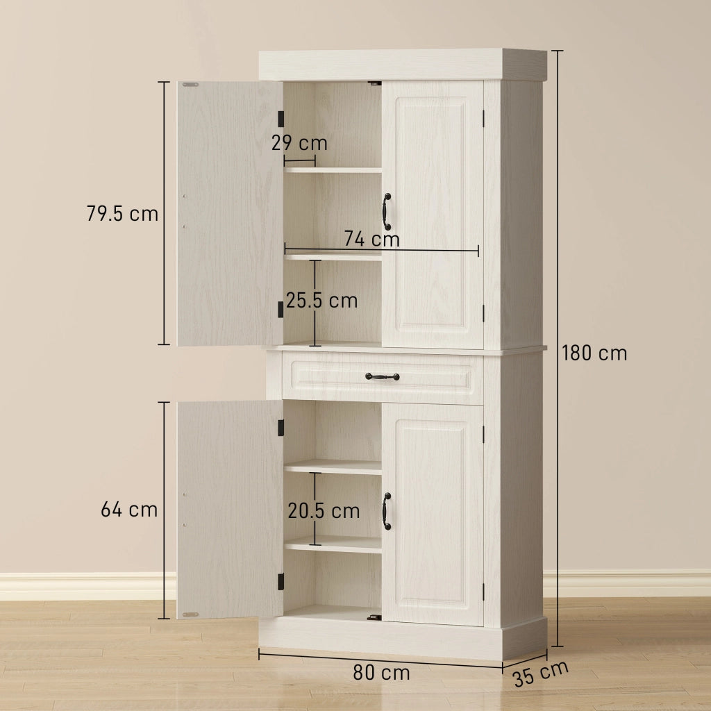 Credenza Cucina con Ante e Cassetto ¨C Zephmum ¨C Bianco 80x35x180cm