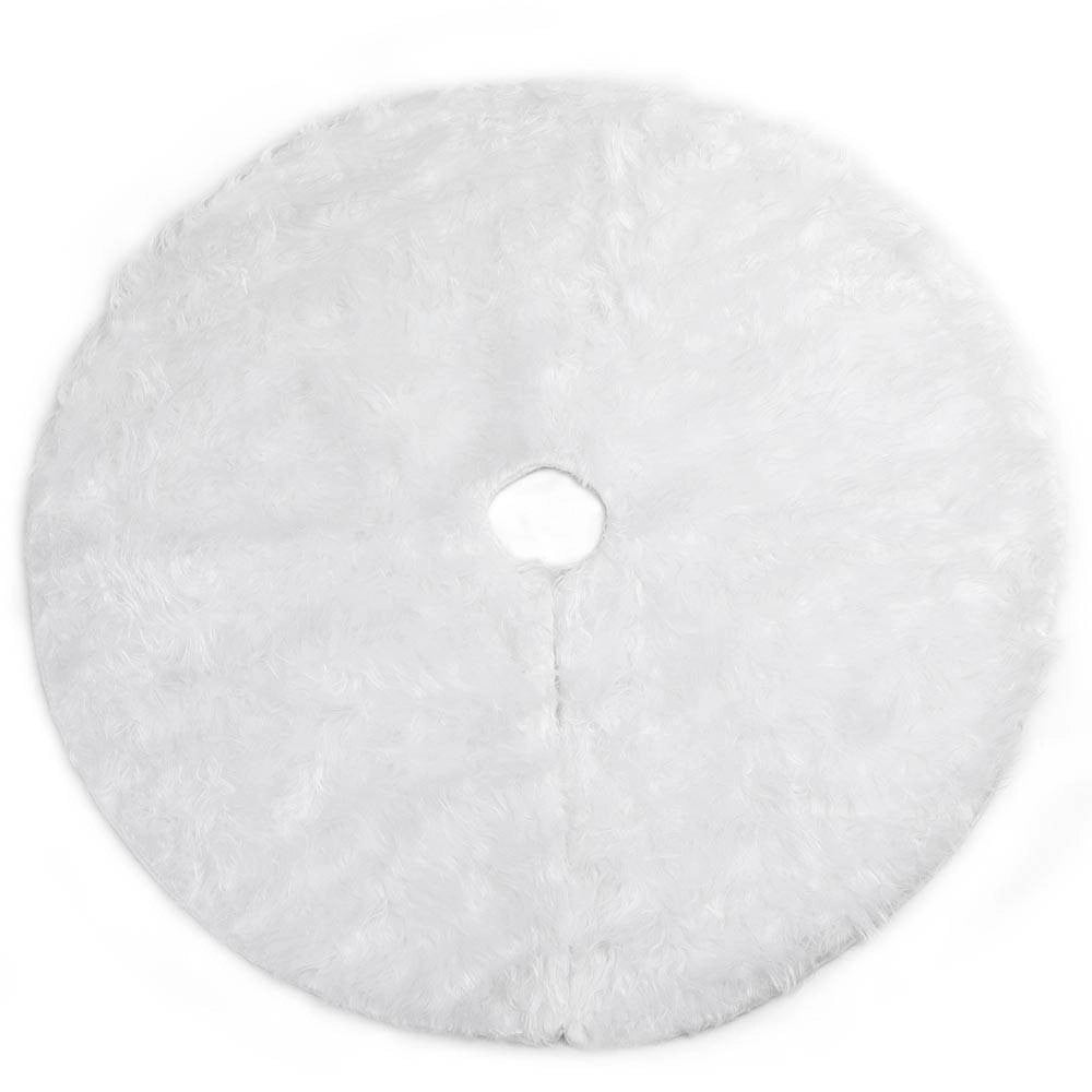 Trade Shop - Tappeto Gonna Copertura Base Albero Di Natale 78cm Peluche Bianco Effetto Neve -