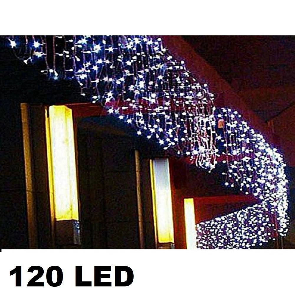 Trade Shop - Tenda Luminosa Di Natale Led Esterno Luci 120 Led 3 Mt X 0,75 Cm Bianco Freddo -