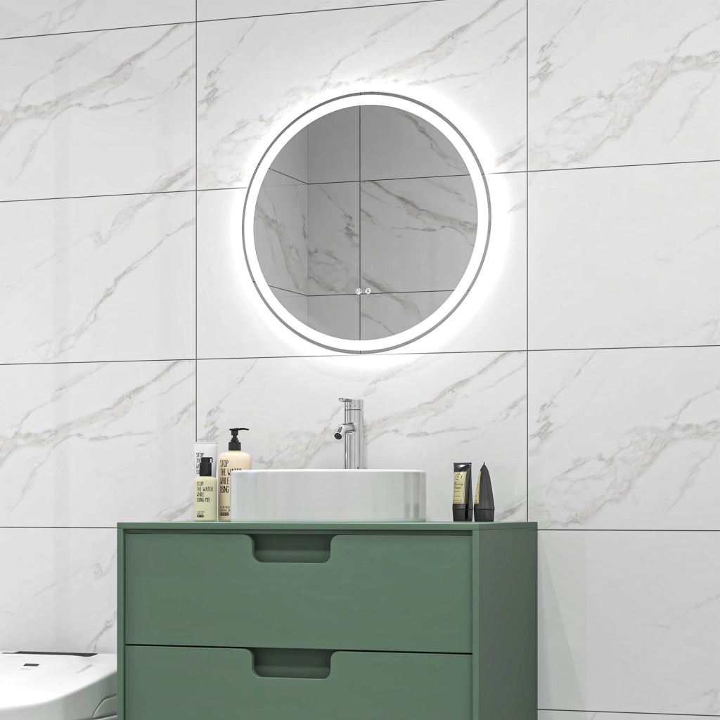 Specchio Bagno LED Tondo Antiappannante ¨C Zephmum ¨C Grigio 60x60 cm