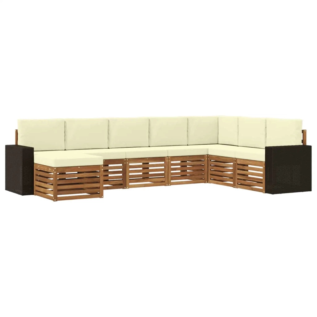 Set di divani da esterno con cuscino 8 pcs Naturale e Crema