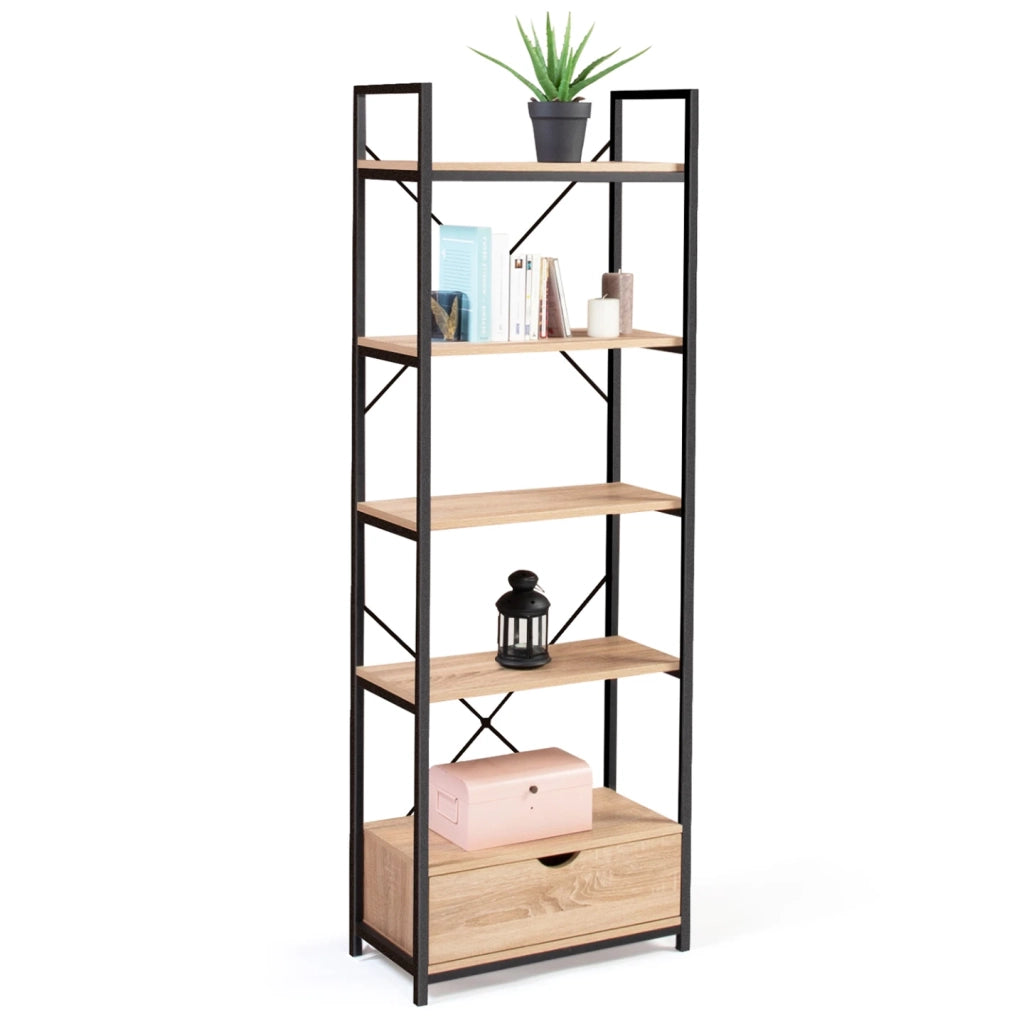 IDMarket - Scaffale a 5 livelli con cassetto DETROIT design industriale