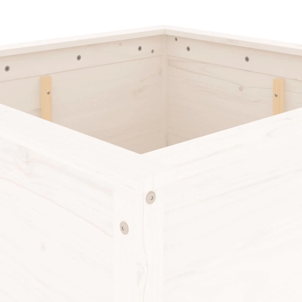 Fioriera rialzata per piante e fiori terrazza giardino 82,5 x 82,5 x 78 cm legno massello di pino bianco 02_0037949