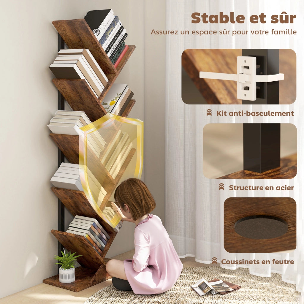 Libreria 9 Livelli Industriale in Metallo ¨C zephmum ¨C 50x24x136cm Marrone